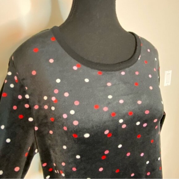KATE SPADE Womens Velour Polka Dot Pajama Top Long Sleeve Velvet Loungewear - Picture 3 of 10